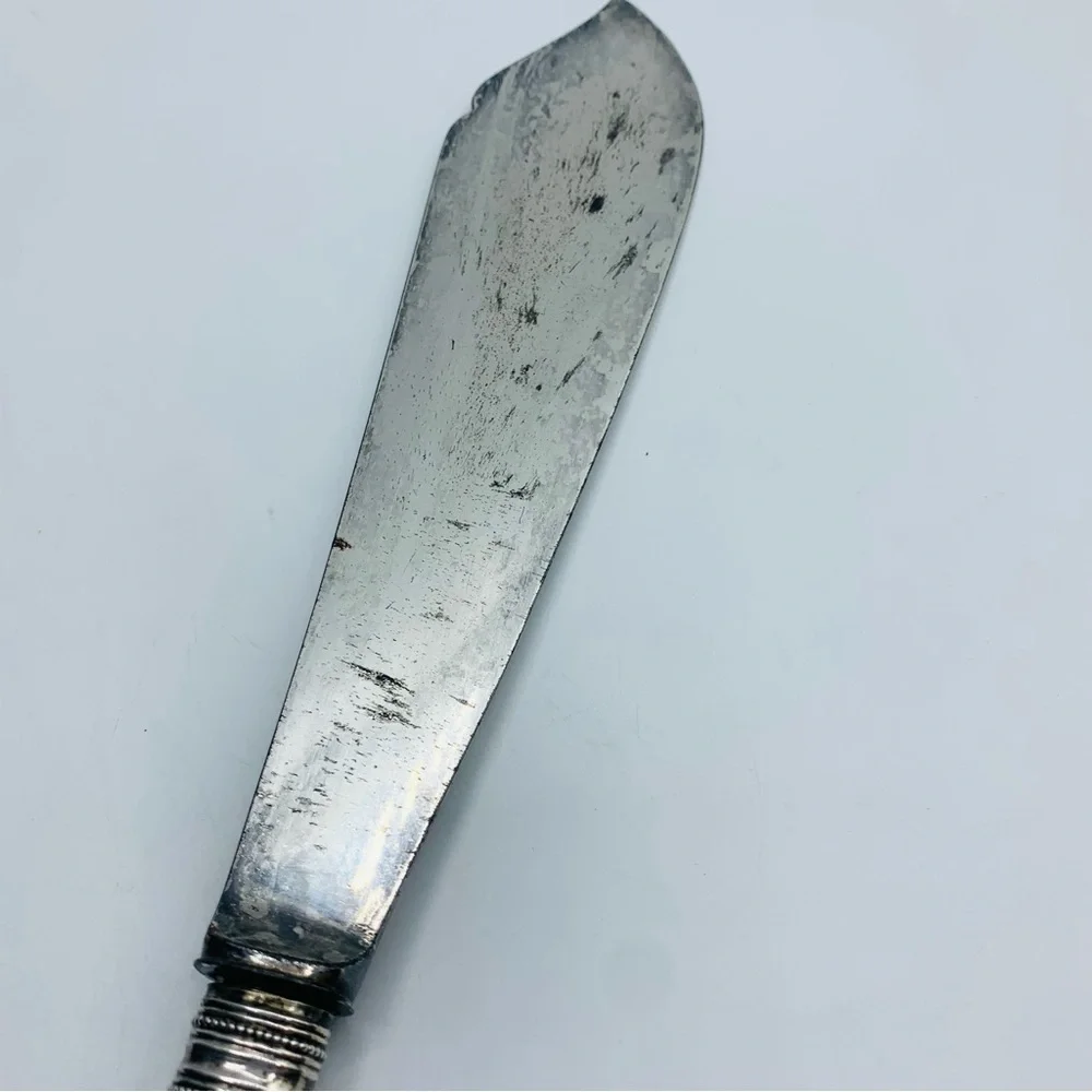 Antique Fish Knife Victorian Leaves Pattern  Silver Plate Engraved